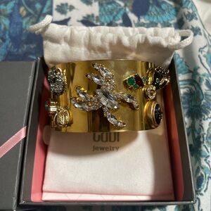 Gold-Tone Crystal Embellished Cuff Bracelet